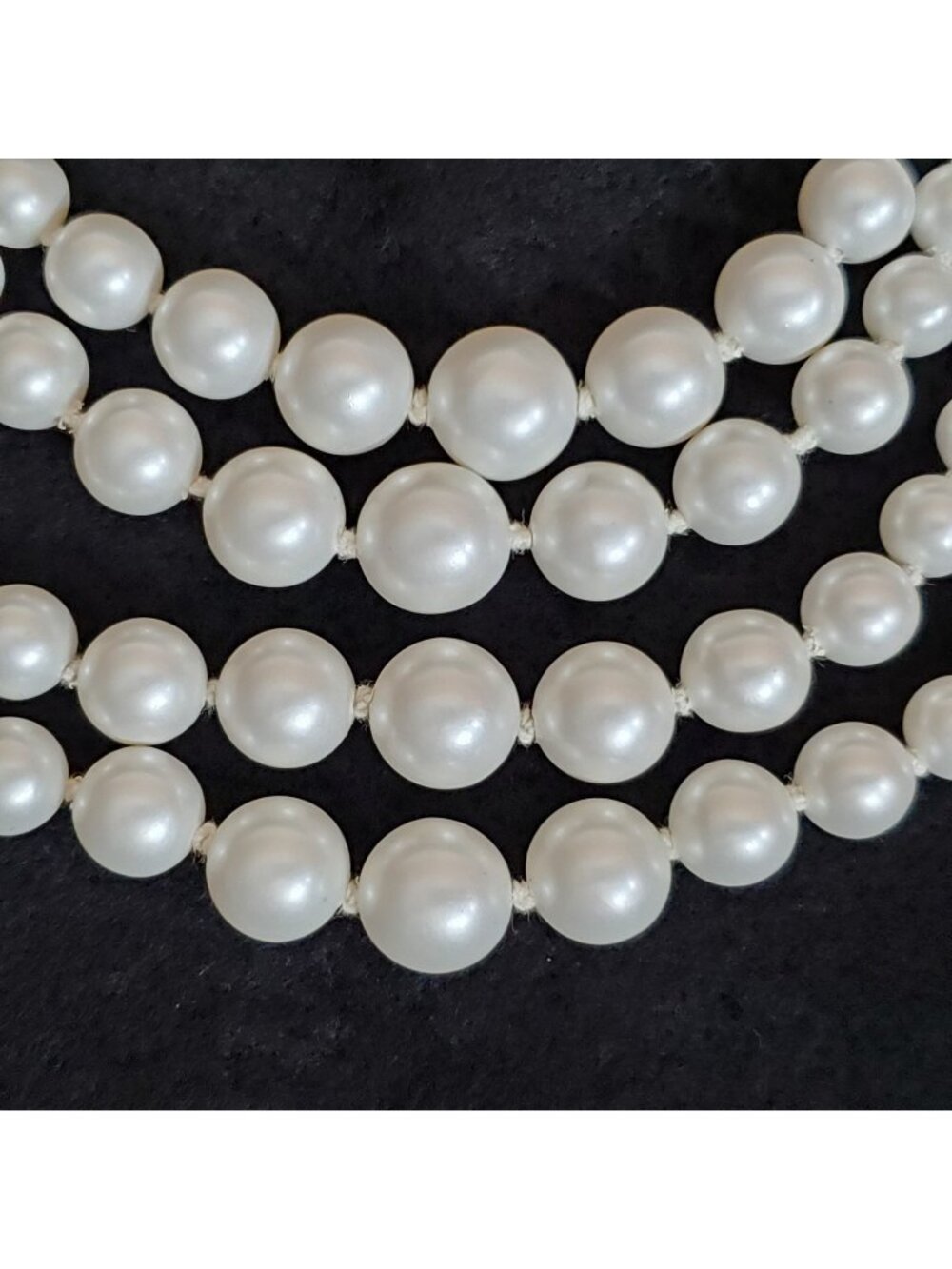 Vintage Layered Beaded Necklace White Graduated Multi Strand 15-16"